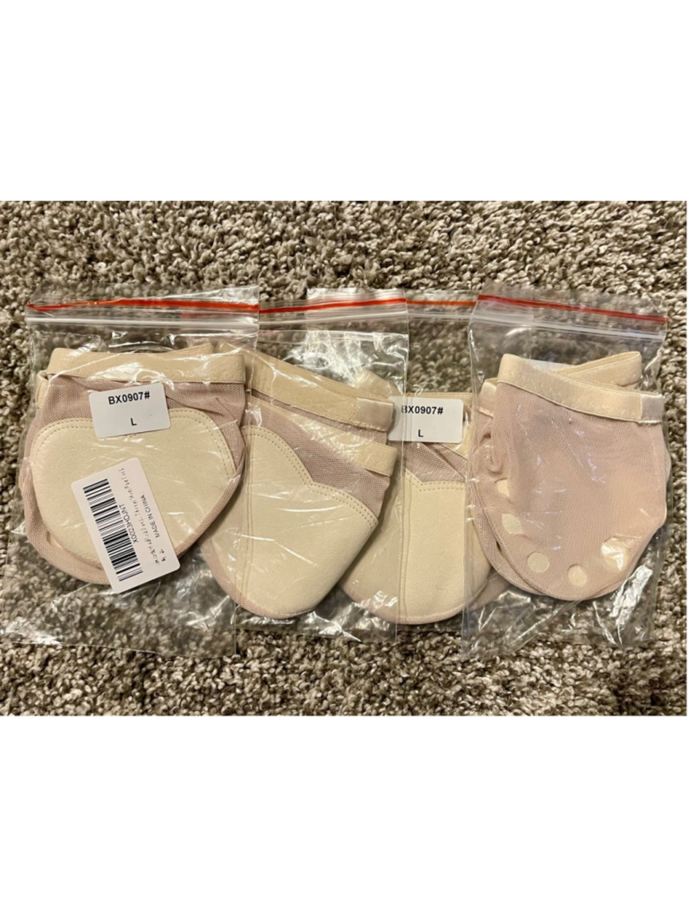 Simcotic Half Sole Dance Shoes Ballet Lyrical Nude Size L (7-8) (4 pairs)
